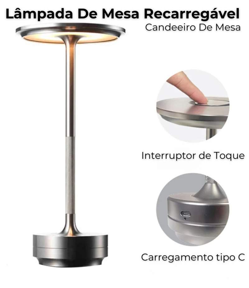 Lâmpada De Mesa Recarregável - Candeeiro De Mesa