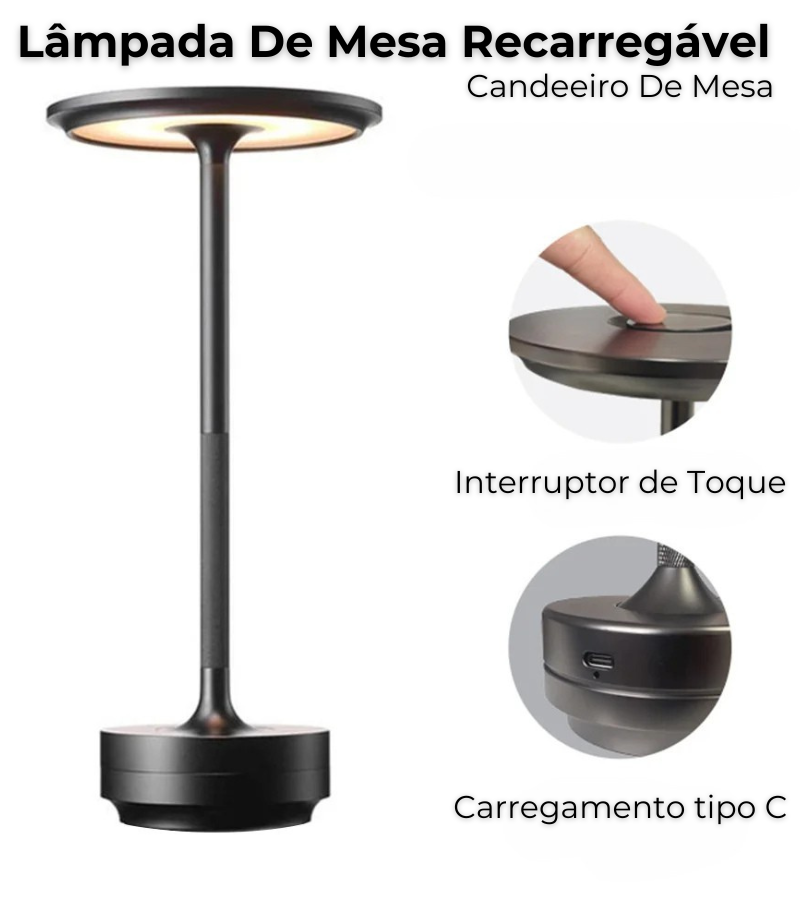 Lâmpada De Mesa Recarregável - Candeeiro De Mesa