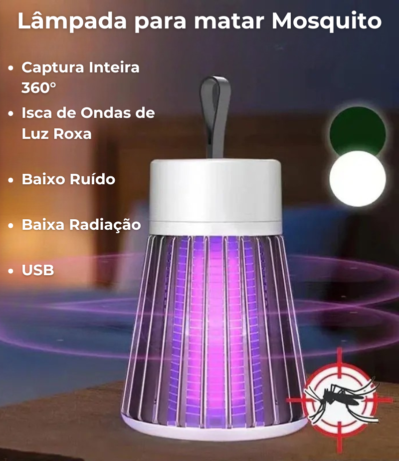 Lâmpada Mata Mosquitos UV Silenciosa