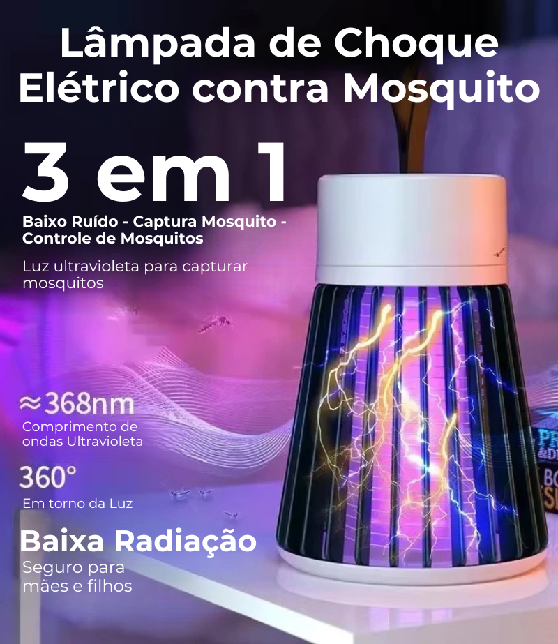 Lâmpada Mata Mosquitos UV Silenciosa