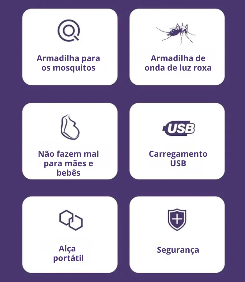 Lâmpada Mata Mosquitos UV Silenciosa