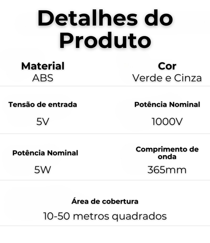 Lâmpada Mata Mosquitos UV Silenciosa