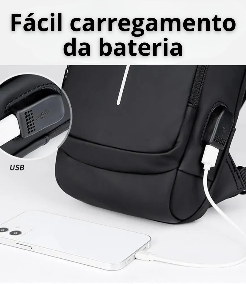 Bolsa de Ombro Antifurto com Carregamento USB