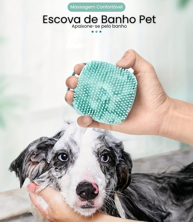 Escova de Banho Com Reservatório de Shampoo Para o Pet