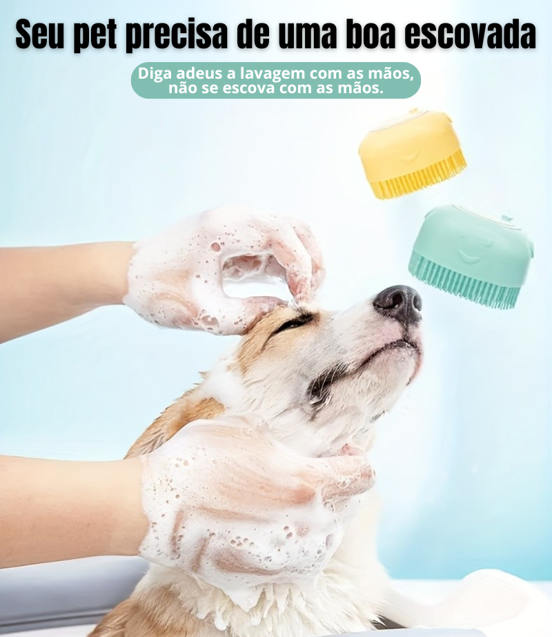 Escova de Banho Com Reservatório de Shampoo Para o Pet