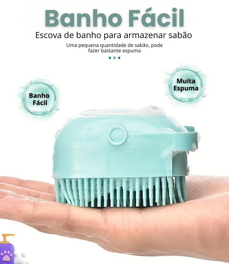 Escova de Banho Com Reservatório de Shampoo Para o Pet