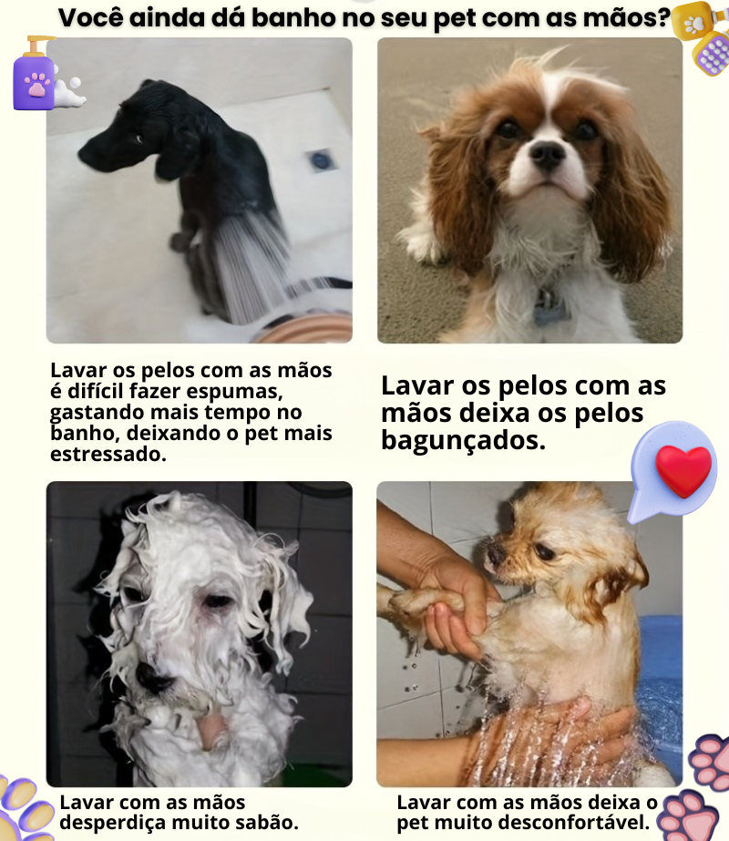 Escova de Banho Com Reservatório de Shampoo Para o Pet