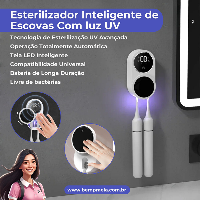 Esterilizador Inteligente de Escovas Com luz UV Display LED