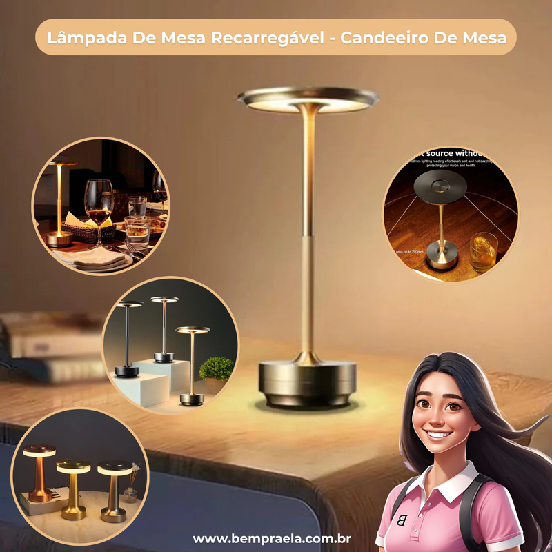 Lâmpada De Mesa Recarregável - Candeeiro De Mesa