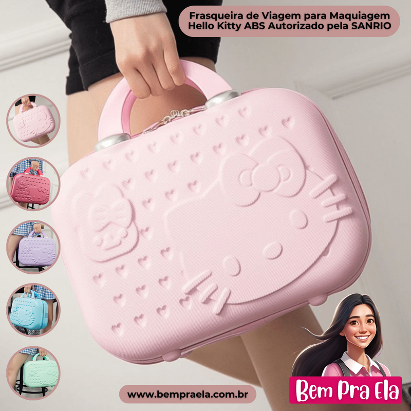 Frasqueira de Viagem para Maquiagem Hello Kitty ABS Autorizado pela SANRIO