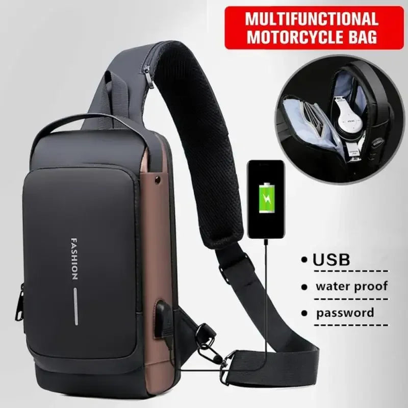 Bolsa de Ombro Antifurto com Carregamento USB