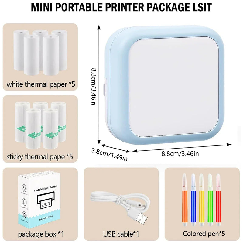 Mini impressora térmica portátil sem fio para celular